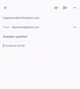Typing out a knitting question on Gmail mobile